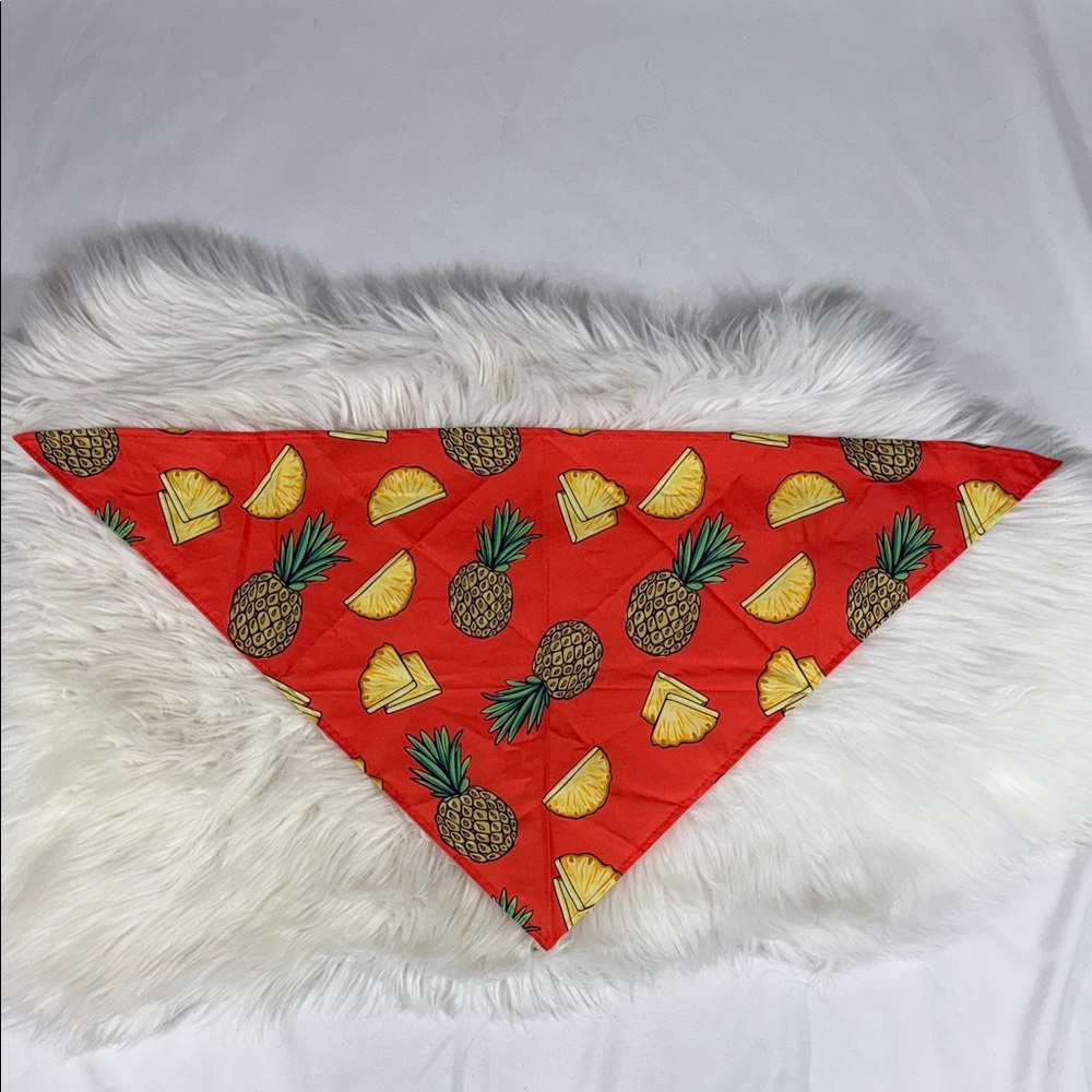 Redish Orange Pineapple Print Dog Bandana